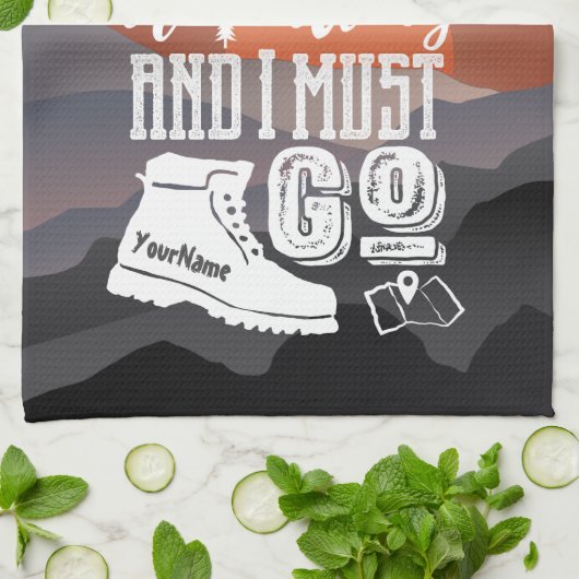 山はで私タイポグラフィの行かなければなりません芸術呼びます キッチンタオル (折り畳み)