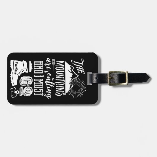 山はで私タイポグラフィの行かなければなりません芸術呼びます ラゲッジタグ (正面横)