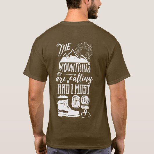 山はで私タイポグラフィの行かなければなりません芸術呼びます Tシャツ (裏面)