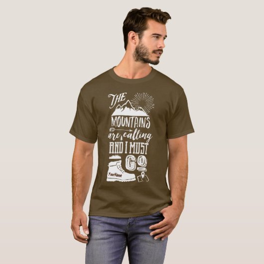 山はで私タイポグラフィの行かなければなりません芸術呼びます Tシャツ (正面フル)