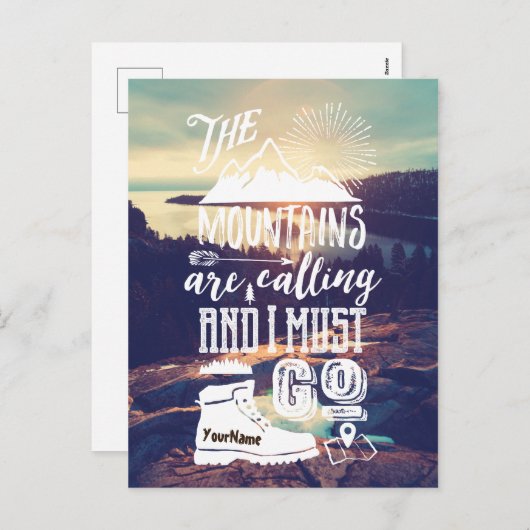 山はタイポグラフィをあなたの写真と呼んでいます シーズンポストカード (正面/裏面)