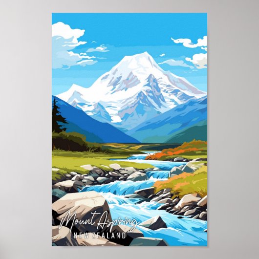 山はニュージーランドのヴィンテージ旅行を目指す ポスター (正面)