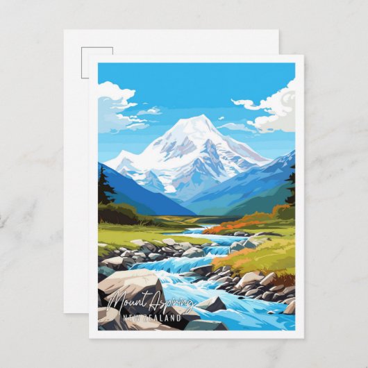 山はニュージーランドのヴィンテージ旅行を目指す ポストカード (正面/裏面)