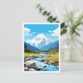 山はニュージーランドのヴィンテージ旅行を目指す ポストカード (スタンド正面)