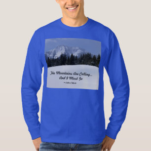山は人の長袖のティーを呼んでいます Tシャツ