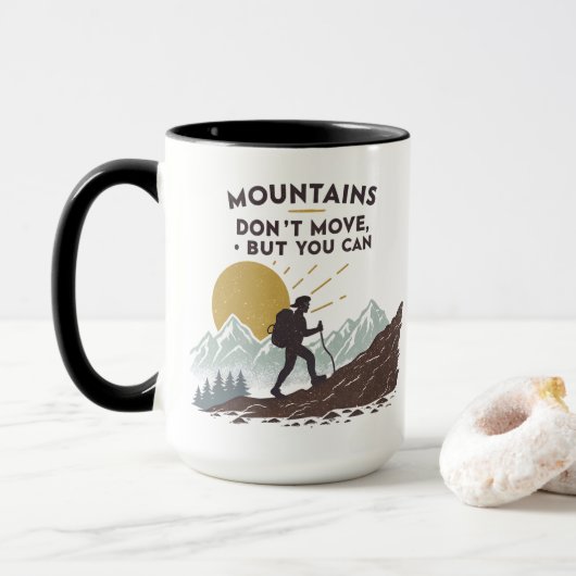 山は動かないが動ける マグカップ (ドーナツ付き)