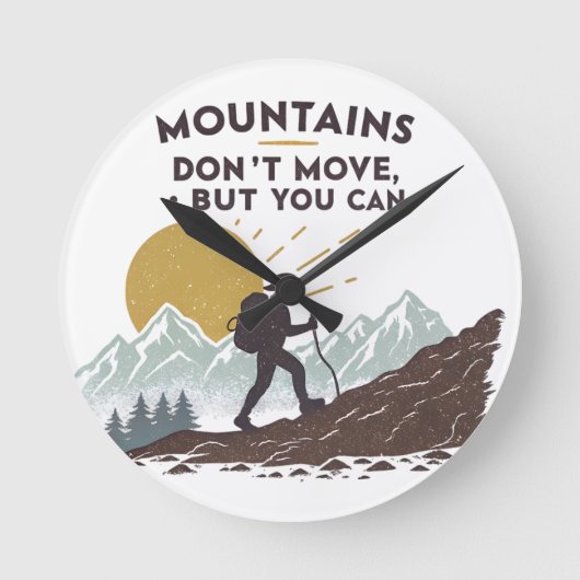 山は動かないが動ける ラウンド壁時計 (正面)