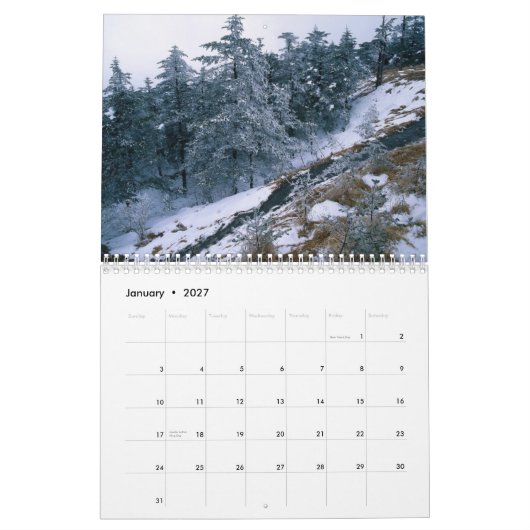山は自然恋人のカレンダーを流します カレンダー (1月 2027)