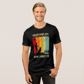 山へ行こう 散歩好きな犬と日の入り トライブレンドＴシャツ (正面全面)