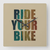 山やる気を起こさせるサイクリング引用文 スクエア壁時計 (正面)