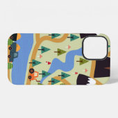 山や川のある子供っぽいシームレスパターン フ iPhoneケース (裏面横)