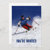 山をスキーで降りる招待されました 招待状 (正面/裏面)