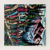 山をハイキングする人々をバックパッキング ジグソーパズル (横)