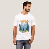 山を前に – 自然の冒険 グラフィックTシャツ Tシャツ (正面フル)