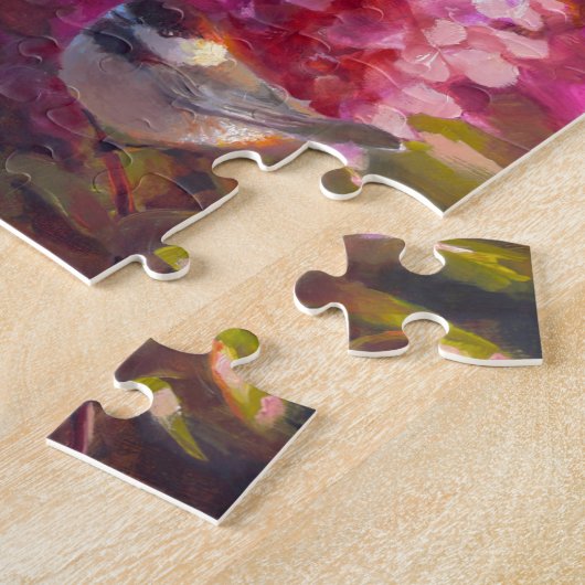 山を持つアラスカの野生の花の《鳥》アメリカゴガラ ジグソーパズル (側面)