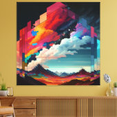 山を持つカラフル空の写真 キャンバスプリント (インサイチュ (リビング))