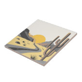 山を望む美しい砂漠の日の出 タイル (側面)