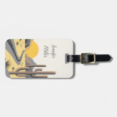 山を望む美しい砂漠の日の出 ラゲッジタグ (正面横)