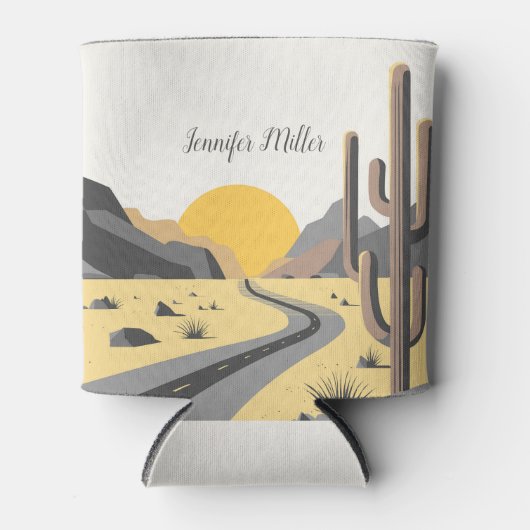 山を望む美しい砂漠の日の出 缶クーラー (正面)