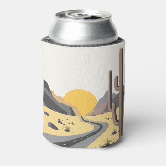 山を望む美しい砂漠の日の出 缶クーラー (缶裏面)