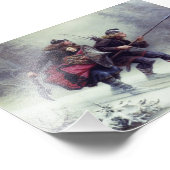 山を横切るカバノキのスキー フォトプリント (角)