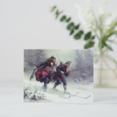 山を横切るカバノキのスキー ポストカード (スタンド正面)