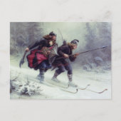 山を横切るカバノキのスキー ポストカード (正面)