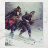 山を横切るカバノキのスキー ワインラベル (シングルラベル)