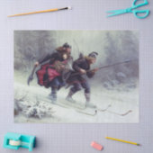 山を横切るカバノキのスキー 薄葉紙 (クラフト)