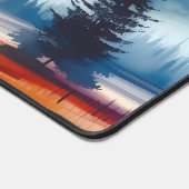 山を背景とした水彩穏やかな渓谷 デスクマット (コーナー)