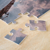 山を背景にした穏やかな湖 ジグソーパズル (側面)