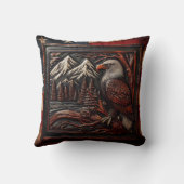 山を背景にした鷲の彫刻 クッション (裏面)