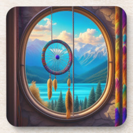 山を見下ろす窓のドリームキャッチャー コースター