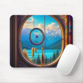 山を見下ろす窓のドリームキャッチャー マウスパッド (マウス)