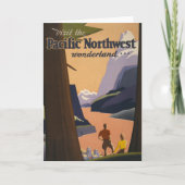 山を見渡すヴィンテージ旅行のポスター カード (正面)