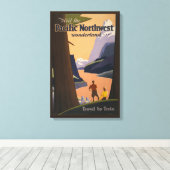 山を見渡すヴィンテージ旅行のポスター キャンバスプリント (インサイチュ (ウッドフロア))