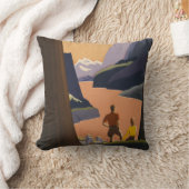 山を見渡すヴィンテージ旅行のポスター クッション (ブランケット)