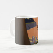 山を見渡すヴィンテージ旅行のポスター コーヒーマグカップ (正面左)