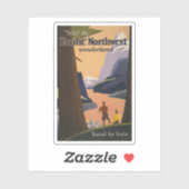 山を見渡すヴィンテージ旅行のポスター シール (シート)