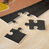 山を見渡すヴィンテージ旅行のポスター ジグソーパズル (側面)