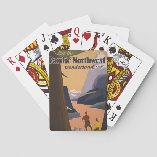 山を見渡すヴィンテージ旅行のポスター トランプ (裏面)