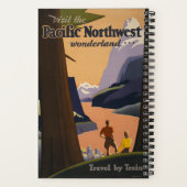 山を見渡すヴィンテージ旅行のポスター ノートブック (裏面)