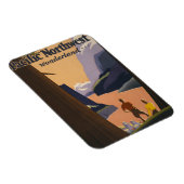 山を見渡すヴィンテージ旅行のポスター マグネット (右側)