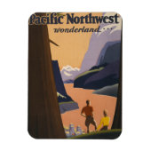 山を見渡すヴィンテージ旅行のポスター マグネット (縦)