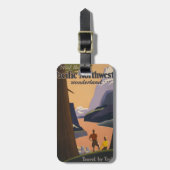 山を見渡すヴィンテージ旅行のポスター ラゲッジタグ (正面縦)