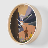 山を見渡すヴィンテージ旅行のポスター 壁時計 (傾斜)