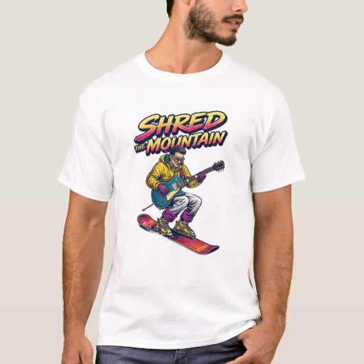 山を駆け下りるスノーボーダー Tシャツ (正面)