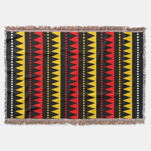 山アステカ – 黒、赤、琥珀、白 スローブランケット (正面)
