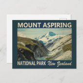 山アスピリングナショナルパークニュージーランドヴィンテージ ポストカード (正面/裏面)