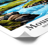 山アスピリングニュージーランドトラベルイラストレーション ポスター (角)